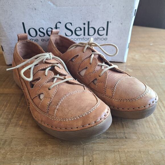 Josef Seibel Fergey 36 Wild Cognac‎ Brown Soft Hand Stitch Women Shoe Sz 37 NEW